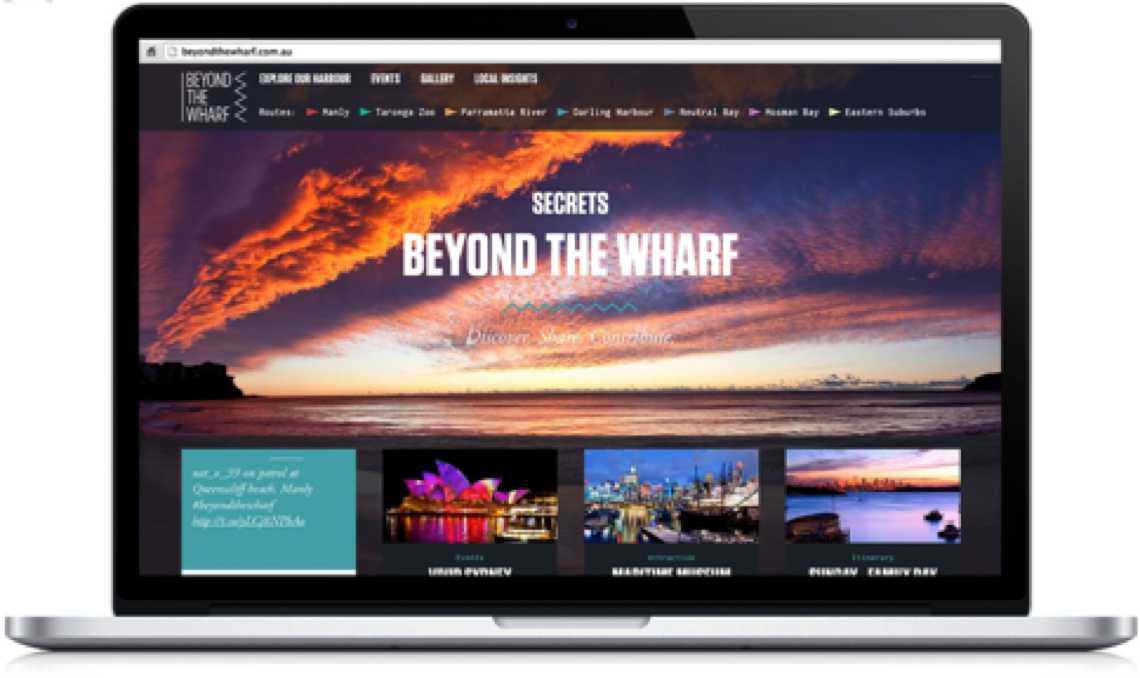 Beyond the wharf website on laptop